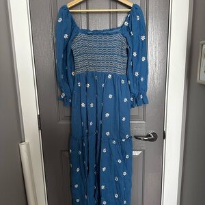 Viral embroidered Smocked Maxi Dress